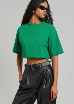 The Frankie Shop Karina Cropped T-Shirt Green Online