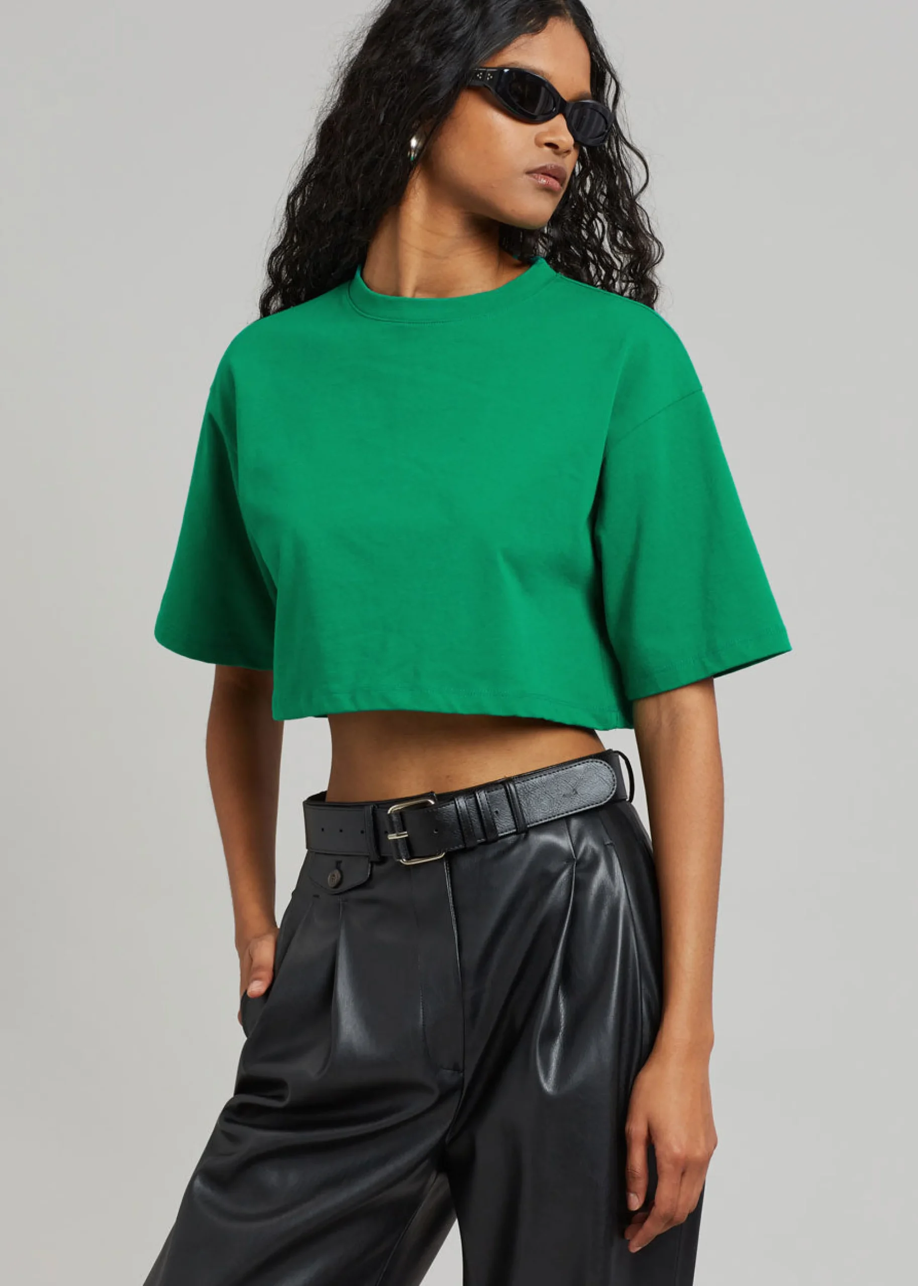 The Frankie Shop Karina Cropped T-Shirt Green Online