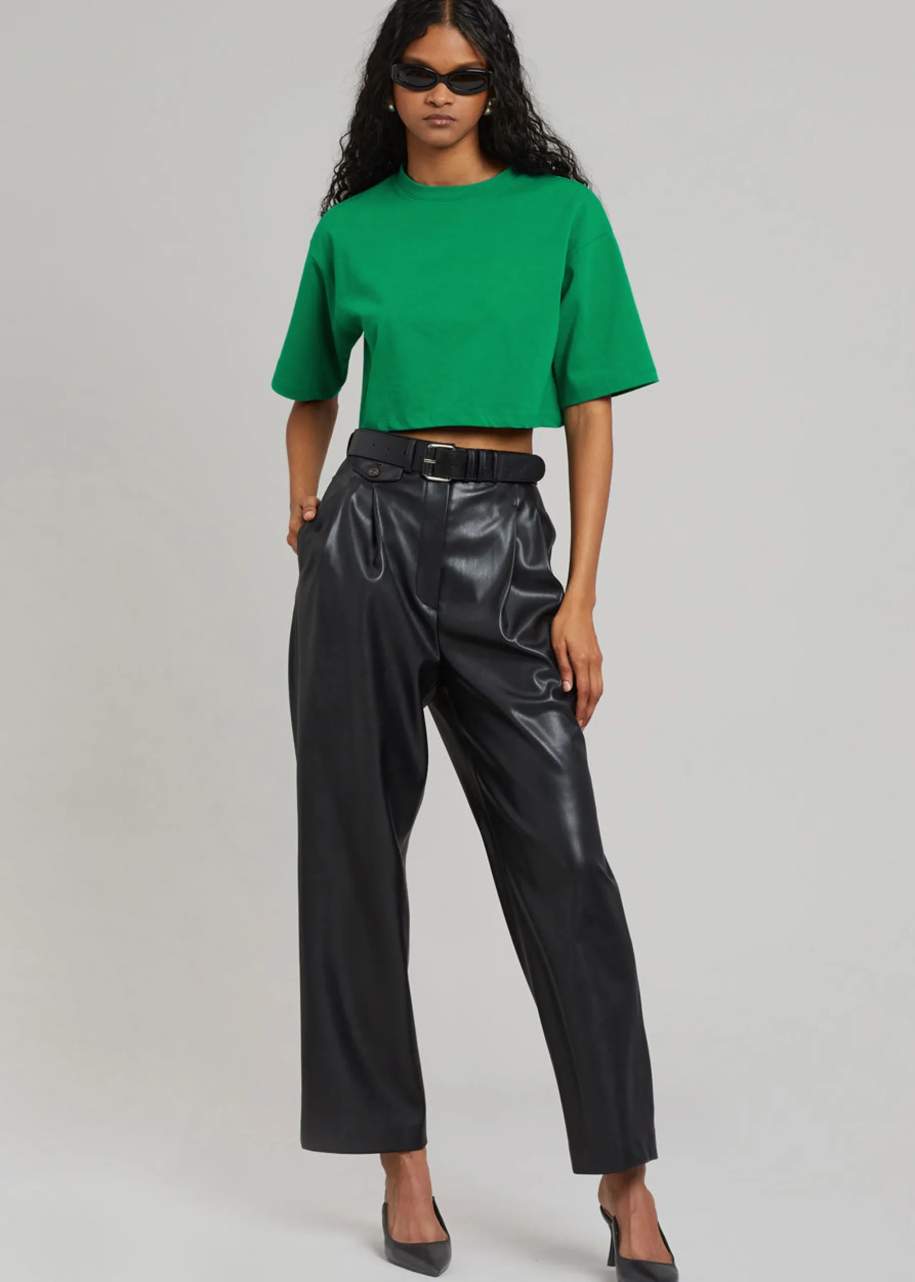 The Frankie Shop Karina Cropped T-Shirt Green Online