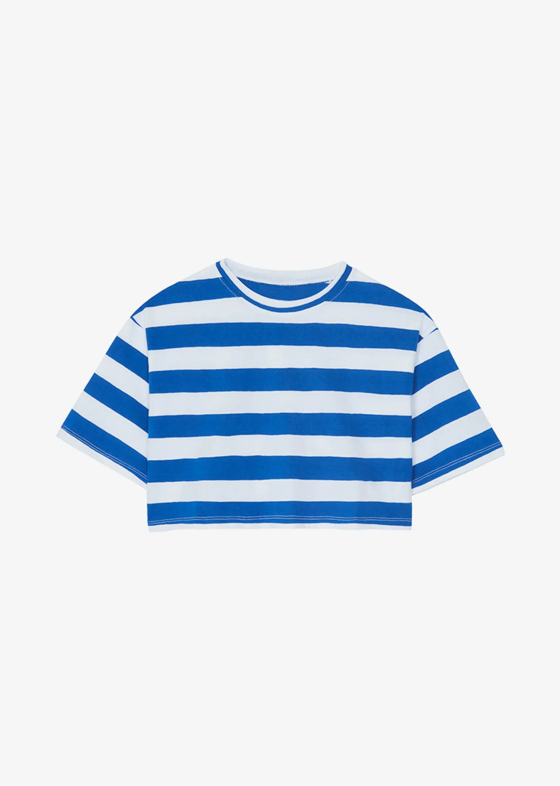The Frankie Shop Karina Cropped T-Shirt Cobalt/White New
