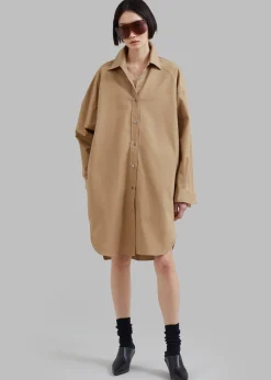 The Frankie Shop Karole Shirt Dress Tan Outlet