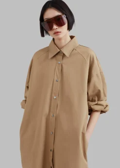 The Frankie Shop Karole Shirt Dress Tan Outlet