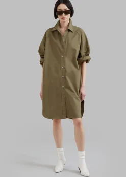 The Frankie Shop Karole Shirt Dress Olive Hot