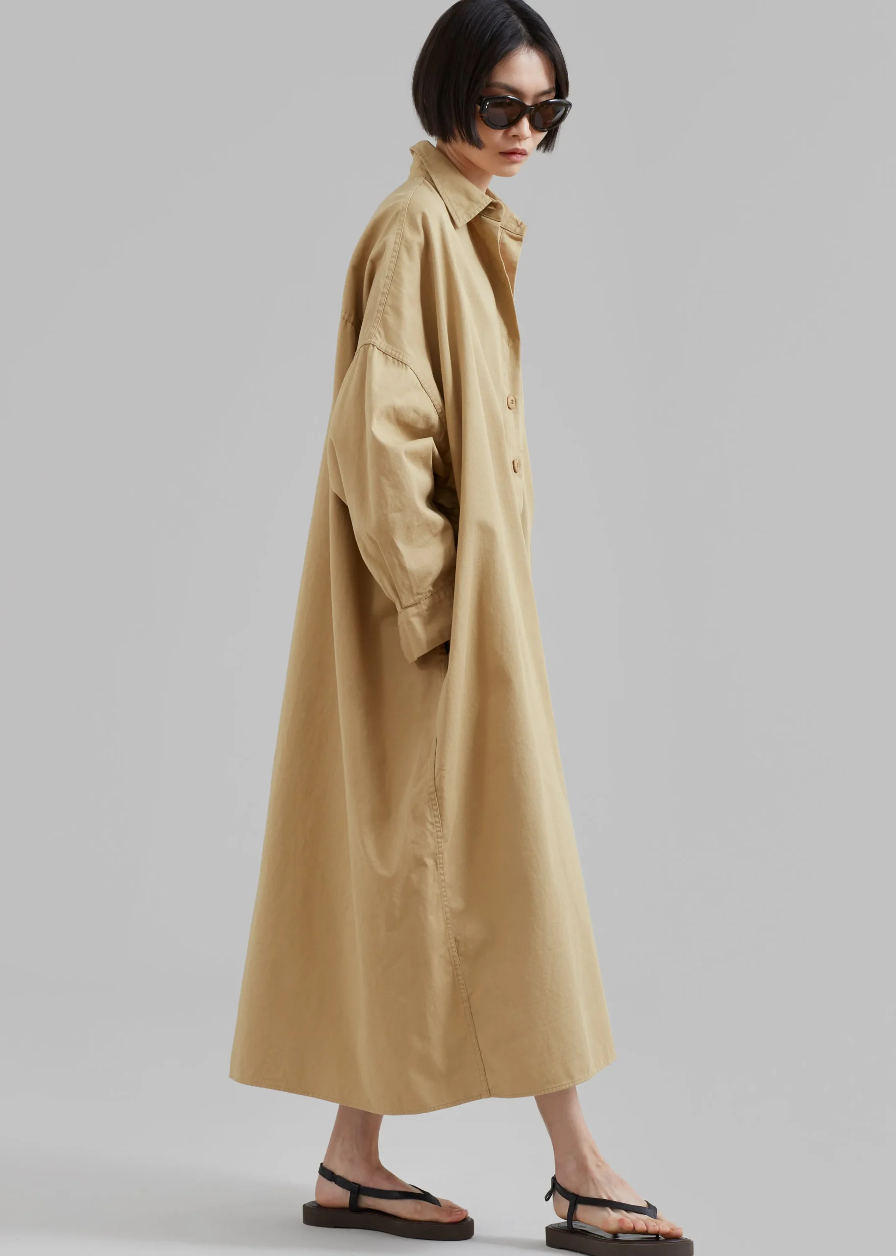 The Frankie Shop Kason Oversized Shirt Dress Sahara