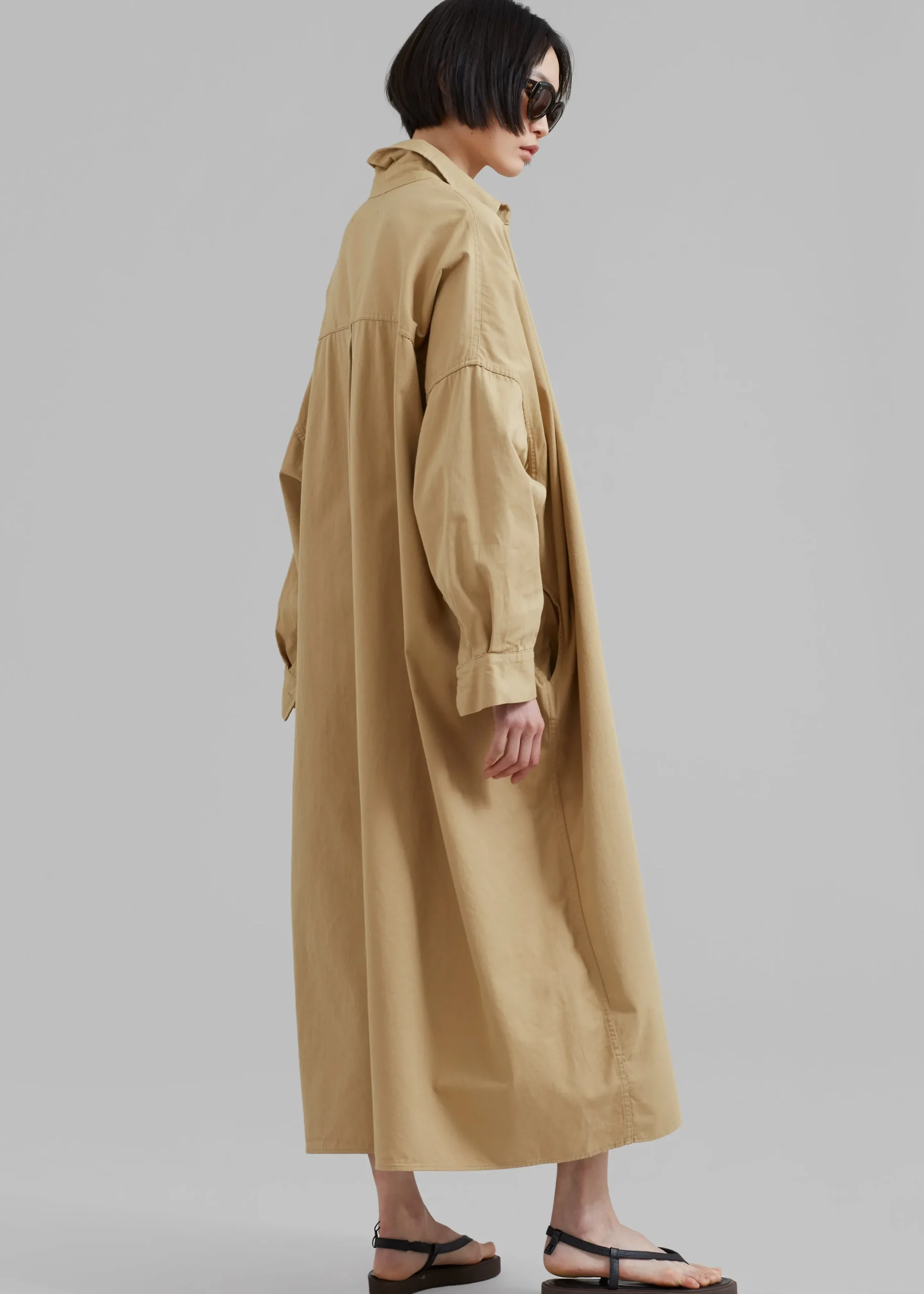 The Frankie Shop Kason Oversized Shirt Dress Sahara