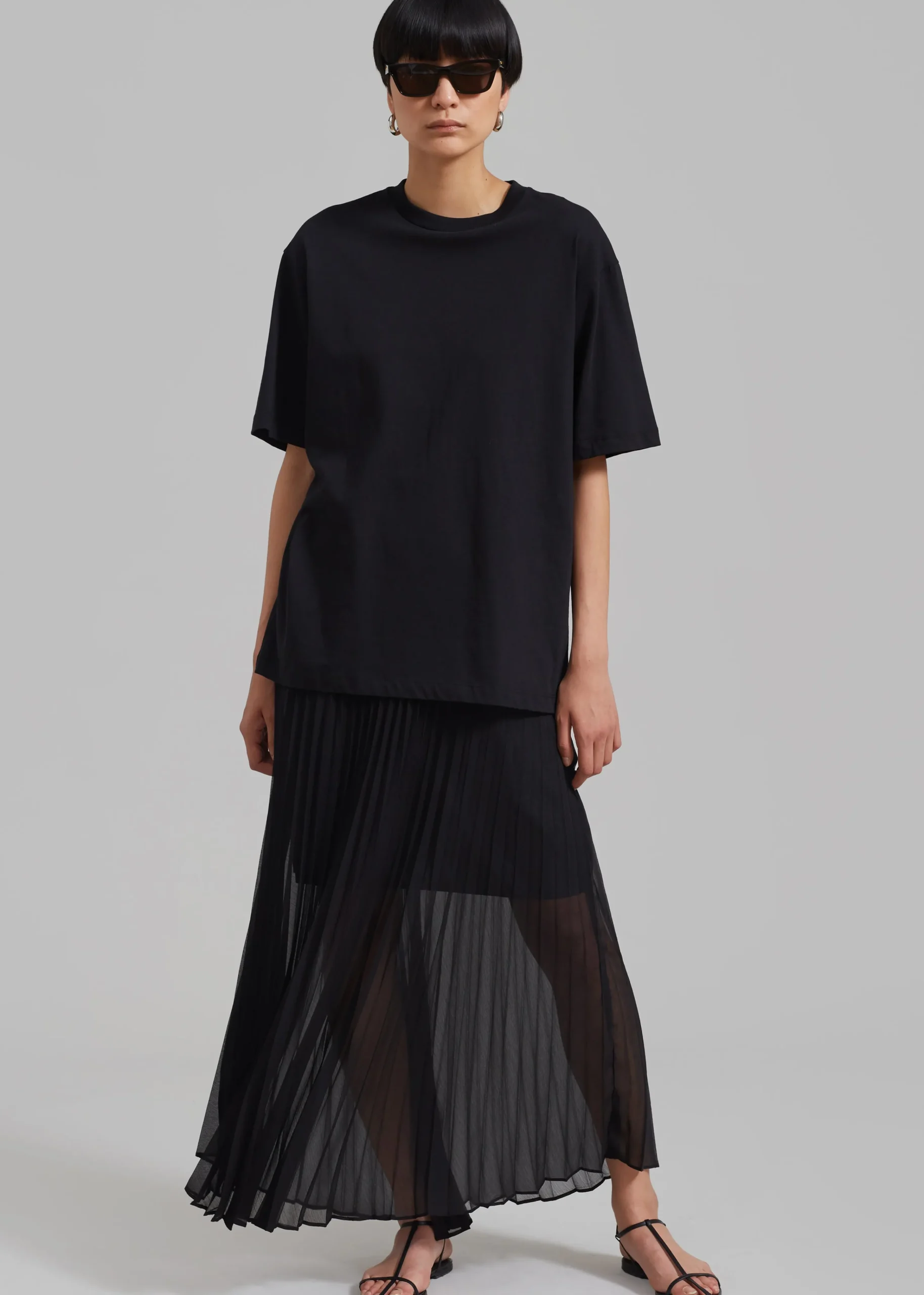 The Frankie Shop Kaya Pleated Maxi Skirt Black