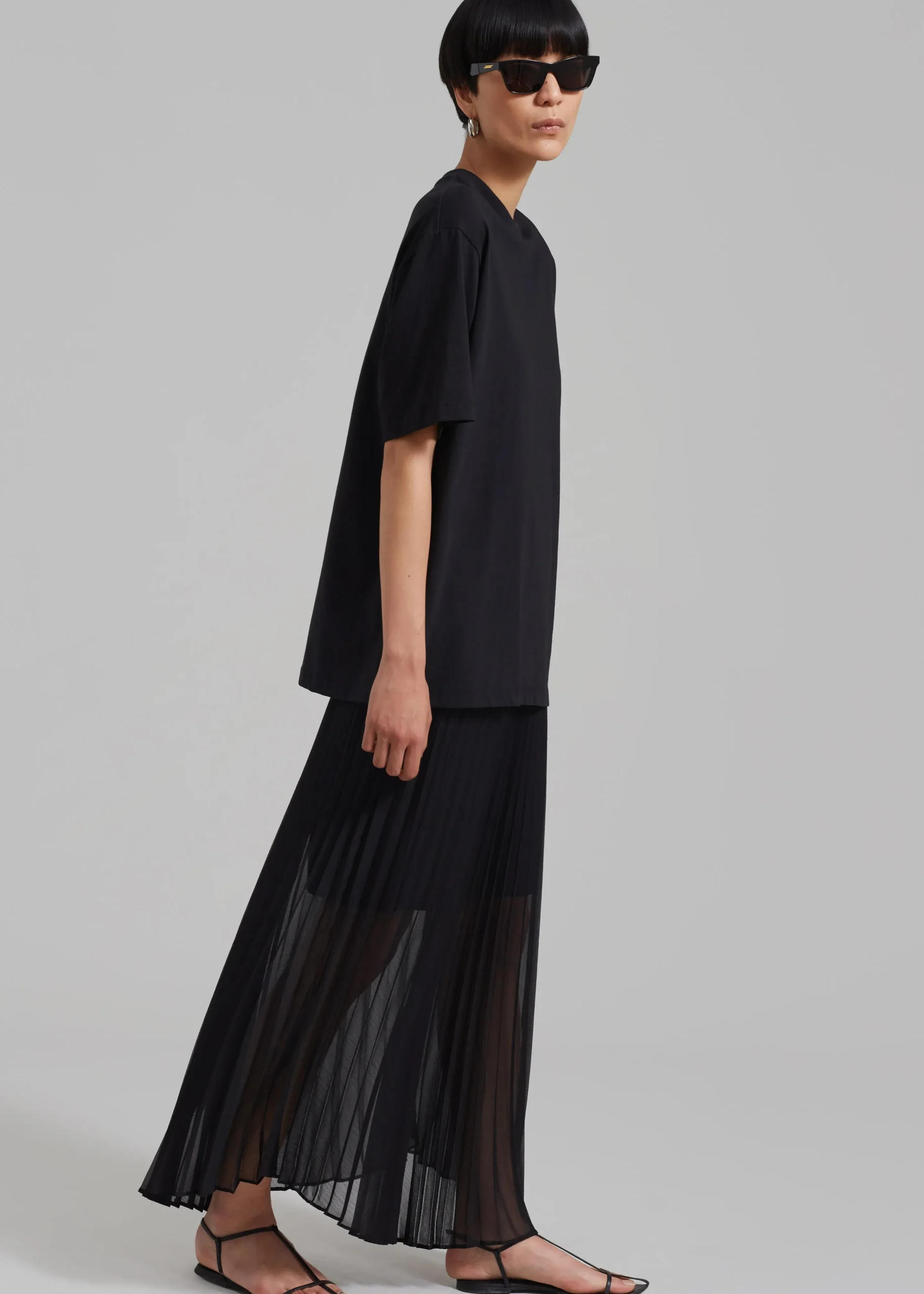 The Frankie Shop Kaya Pleated Maxi Skirt Black