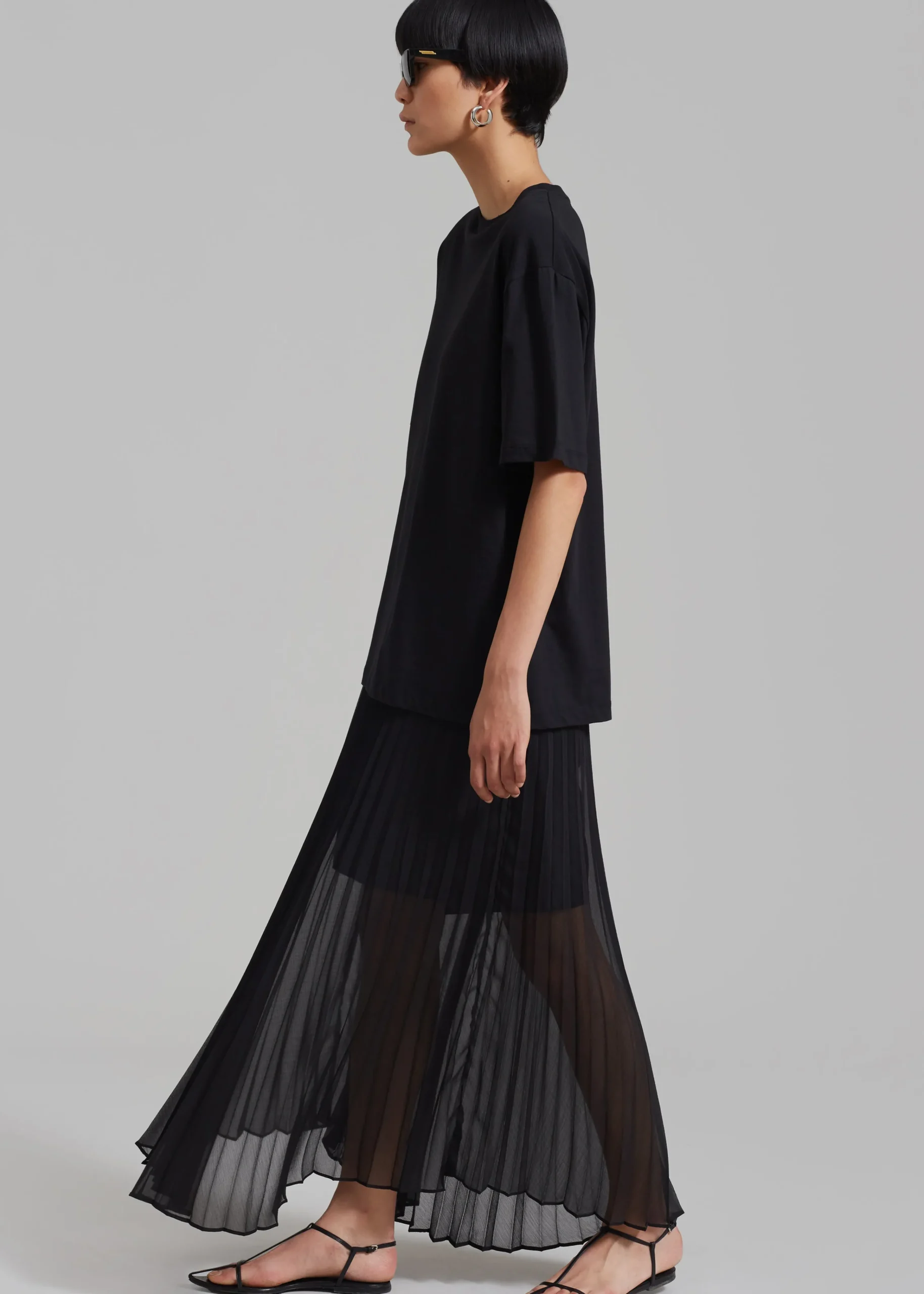 The Frankie Shop Kaya Pleated Maxi Skirt Black