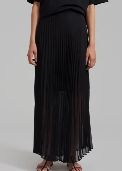 The Frankie Shop Kaya Pleated Maxi Skirt Black