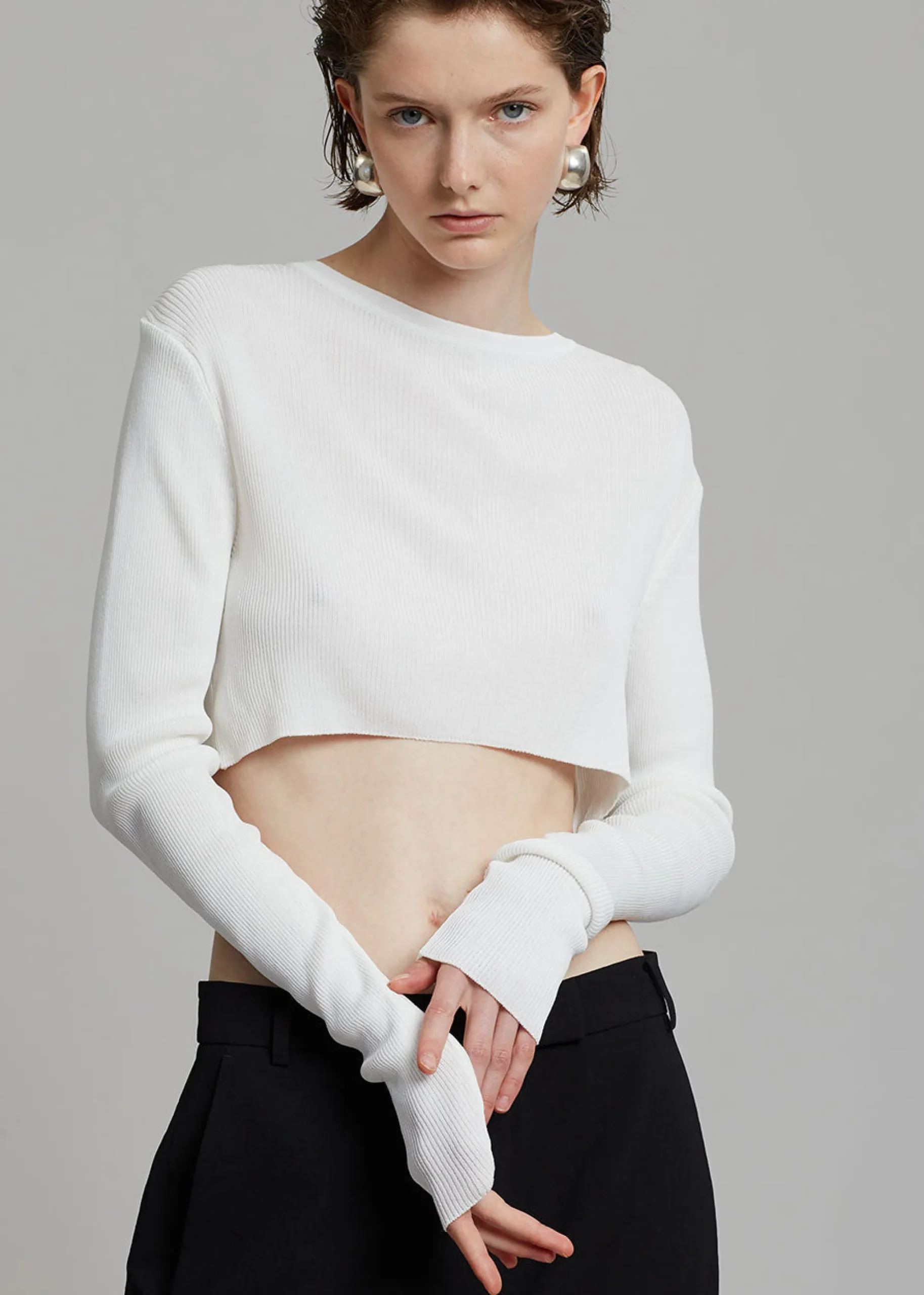 The Frankie Shop Kaz Cropped Knit Top White Online
