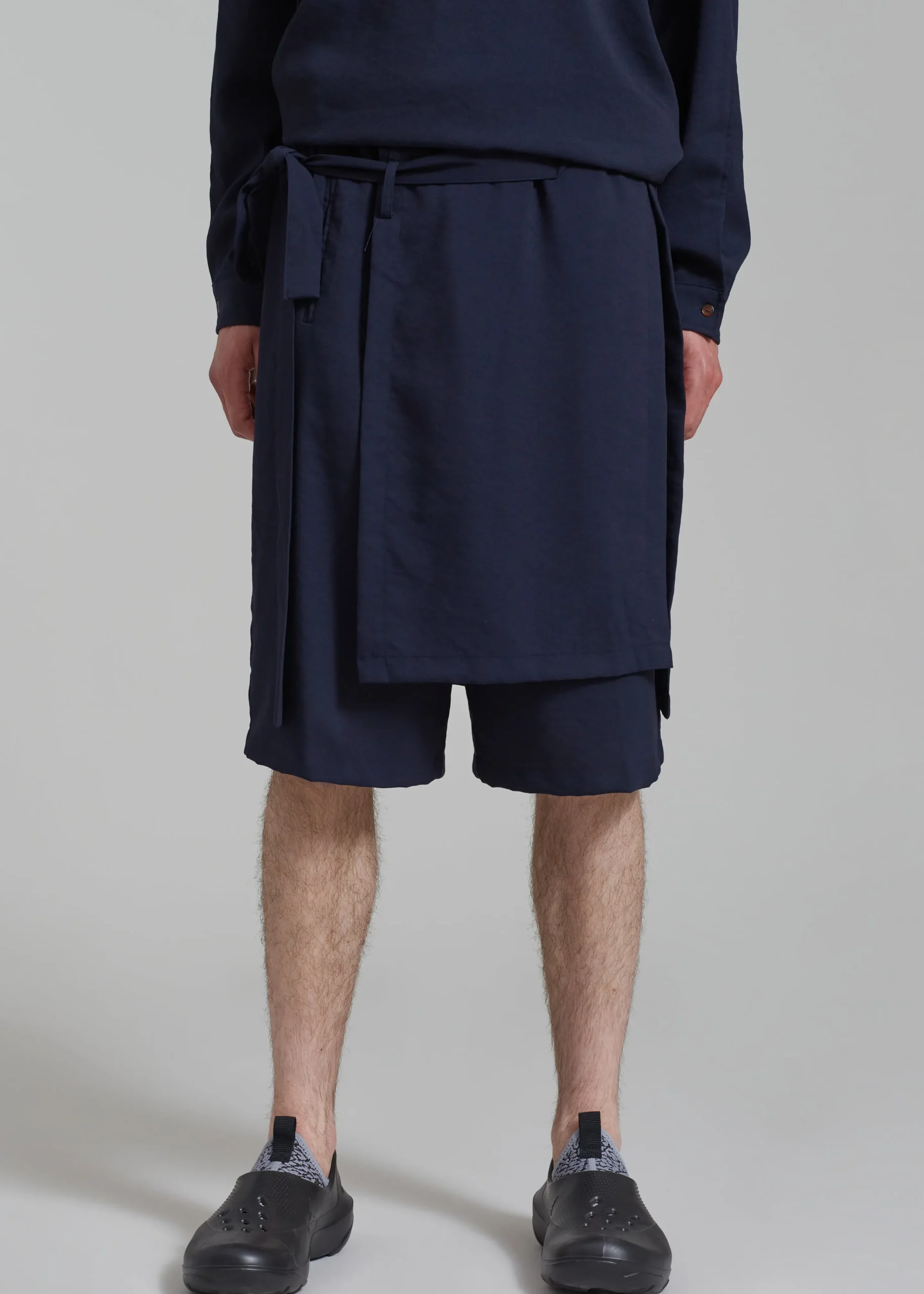 The Frankie Shop Keanu Light Wrap Shorts Blue Outlet