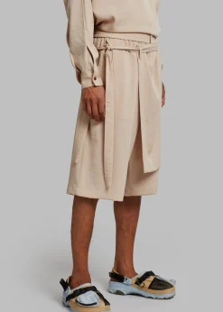 The Frankie Shop Keanu Light Wrap Shorts Natural Clearance