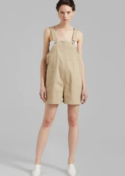 The Frankie Shop Keeley Overall Shorts Beige Clearance