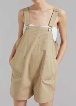 The Frankie Shop Keeley Overall Shorts Beige Clearance