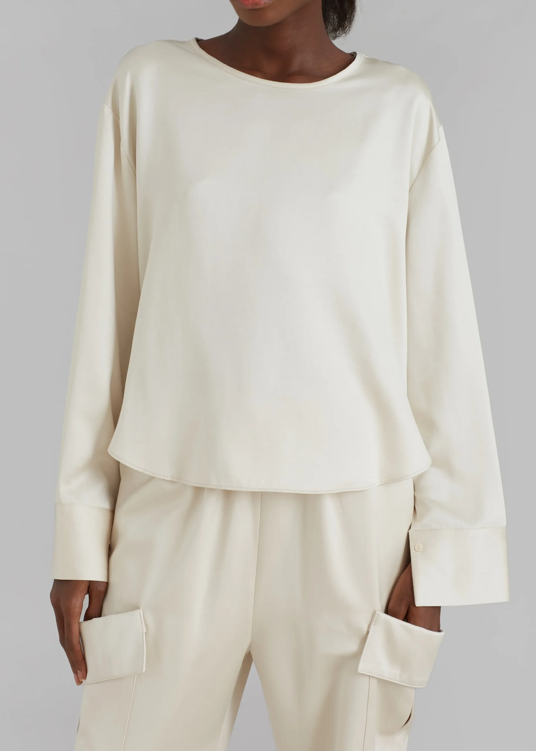 The Frankie Shop Kemp Silky Blouse Cream Sale
