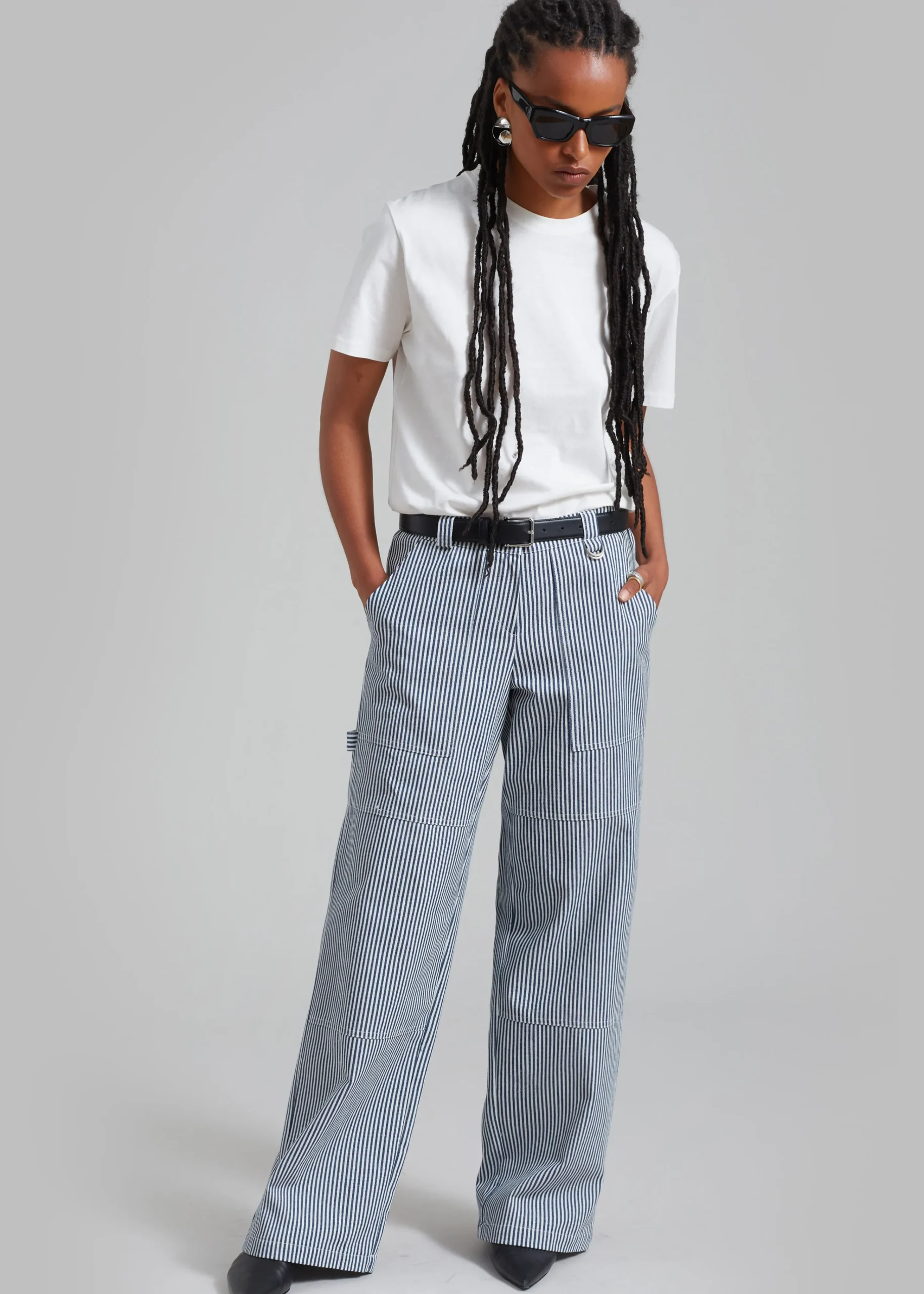 The Frankie Shop Kendall Pants Blue Stripe New