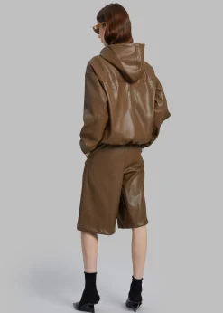 The Frankie Shop Kerang Faux Leather Bermuda Shorts Brown Online