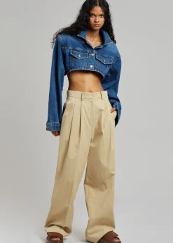 The Frankie Shop Kett Cropped Denim Jacket Dark Indigo Best