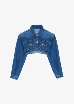 The Frankie Shop Kett Cropped Denim Jacket Dark Indigo Best