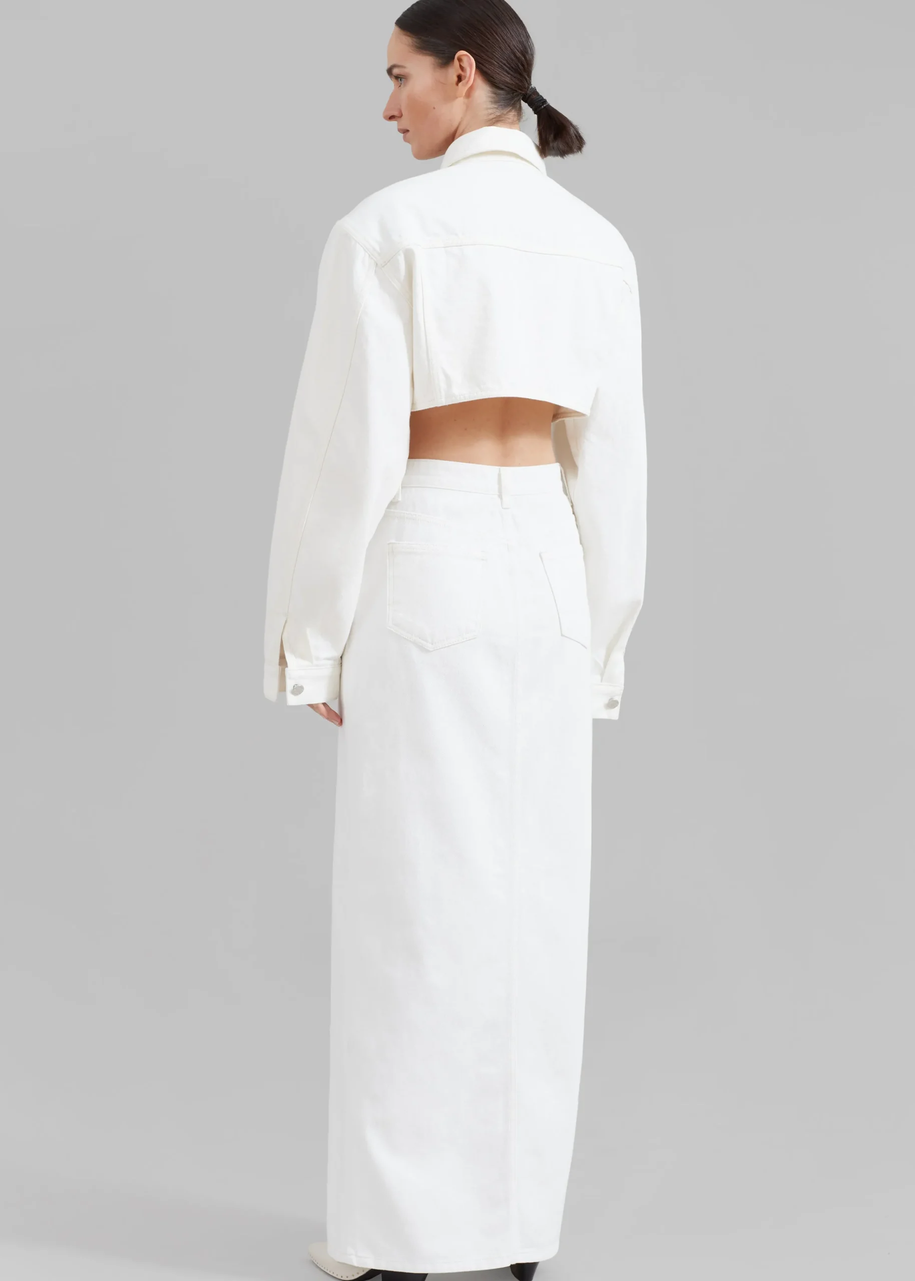 The Frankie Shop Kett Cropped Denim Jacket Off White Discount
