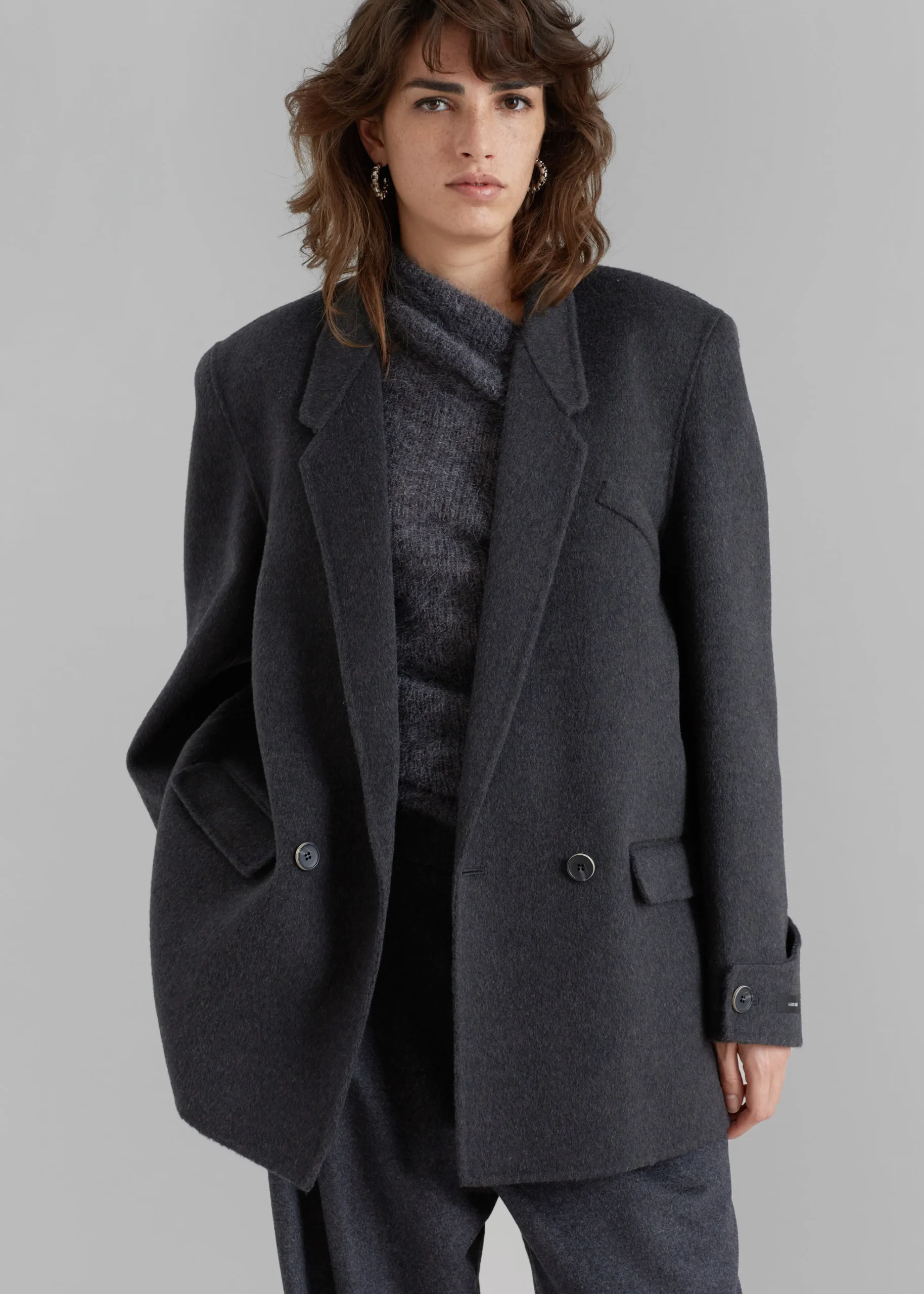 The Frankie Shop Kian Wool Blazer Charcoal Outlet