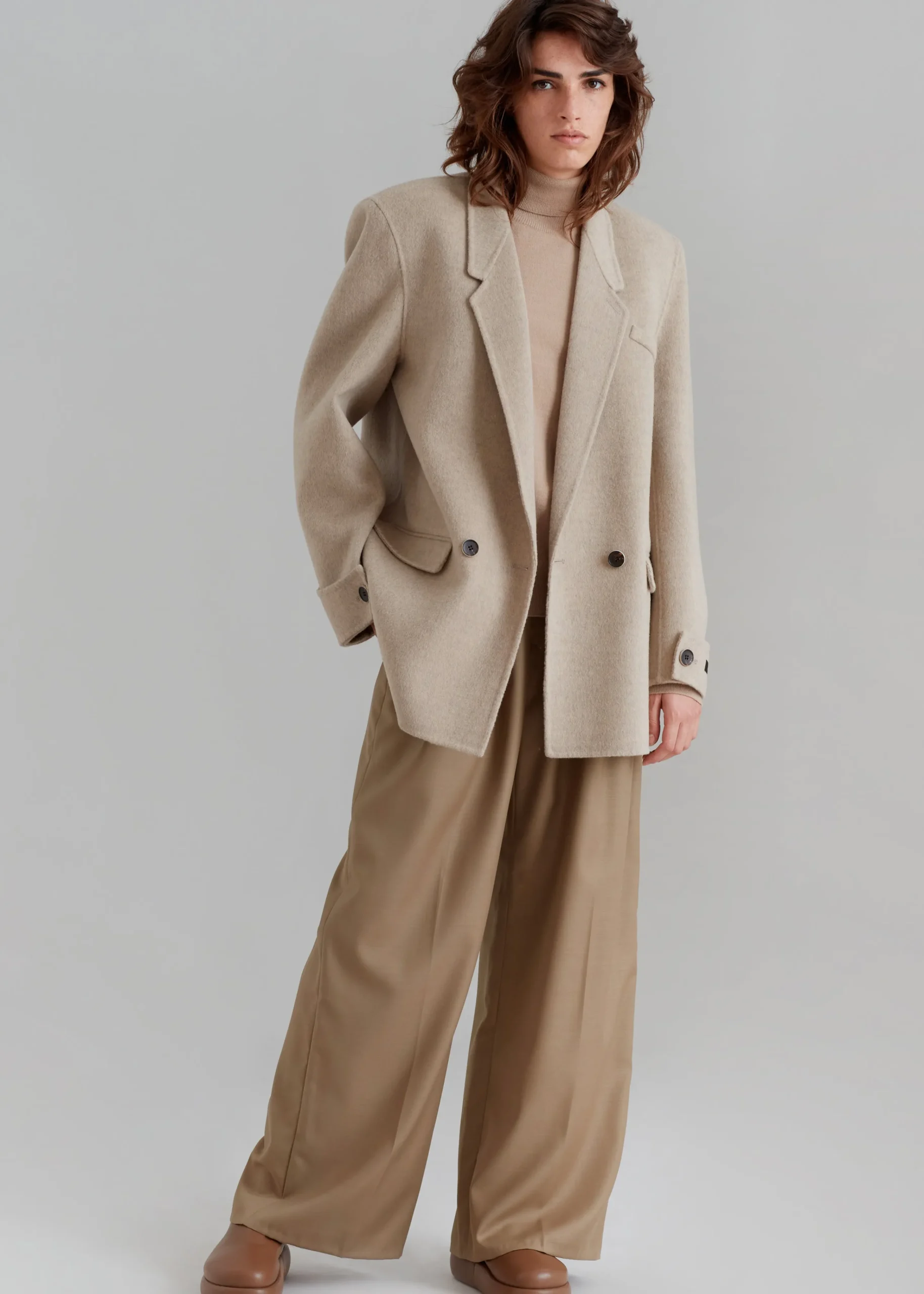 The Frankie Shop Kian Wool Blazer Beige Online