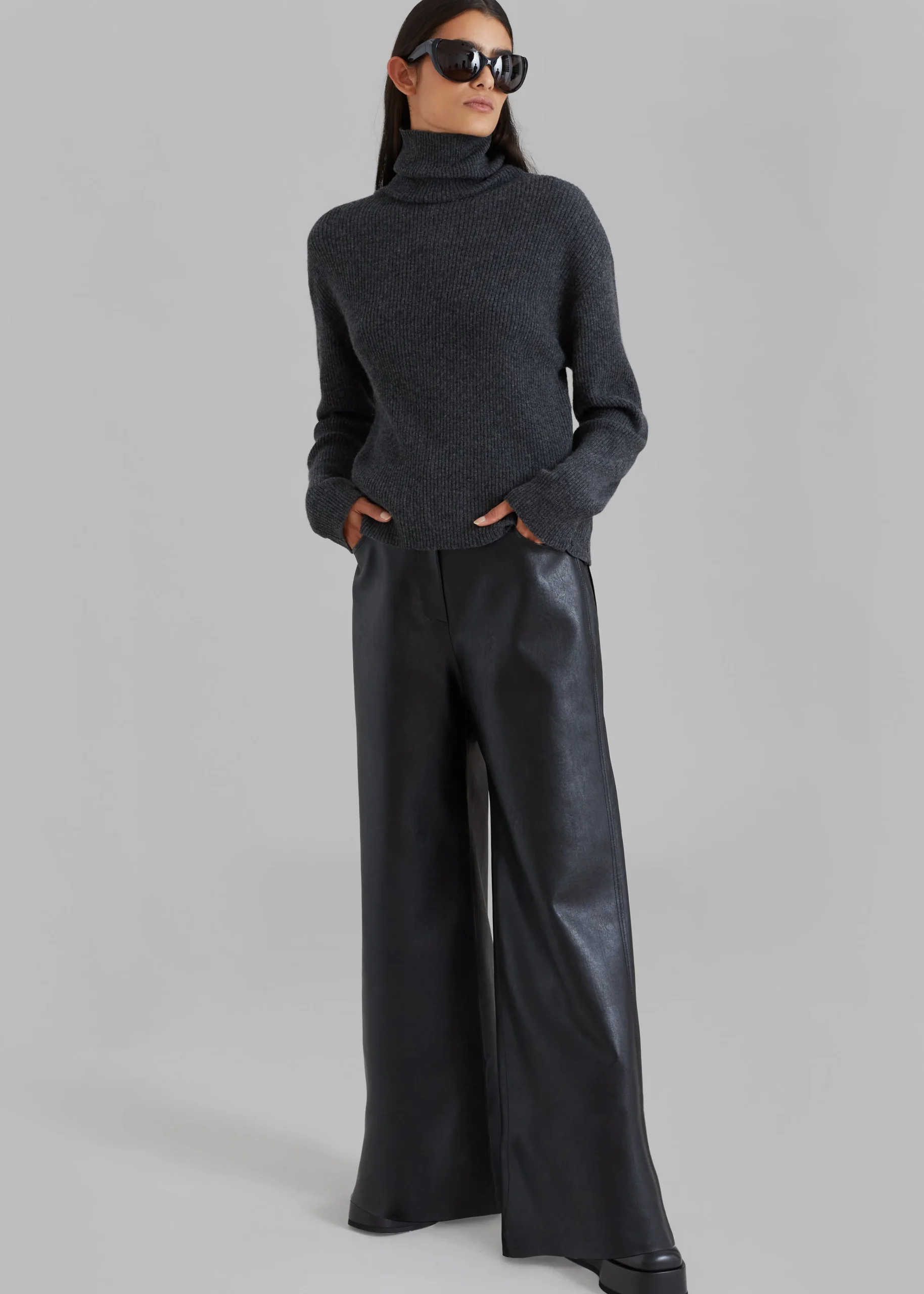 The Frankie Shop Kira Wide Pants Black Sale