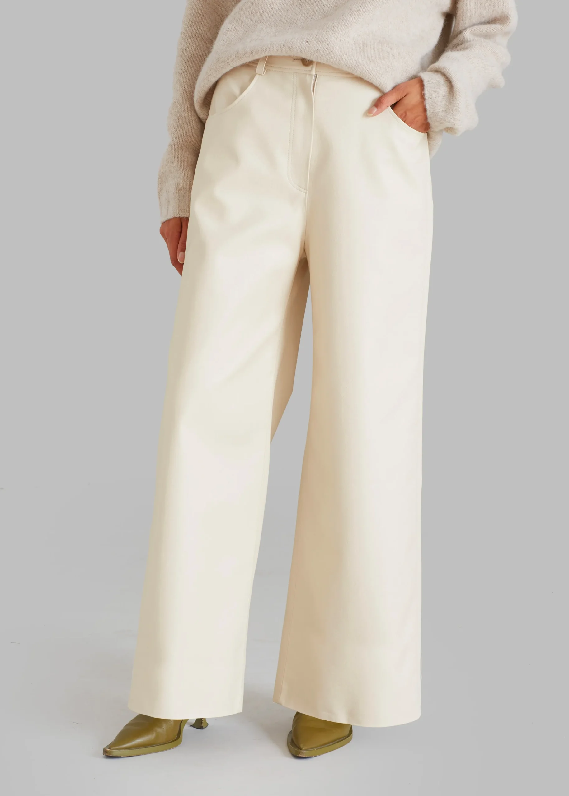 The Frankie Shop Kira Wide Pants Beige New