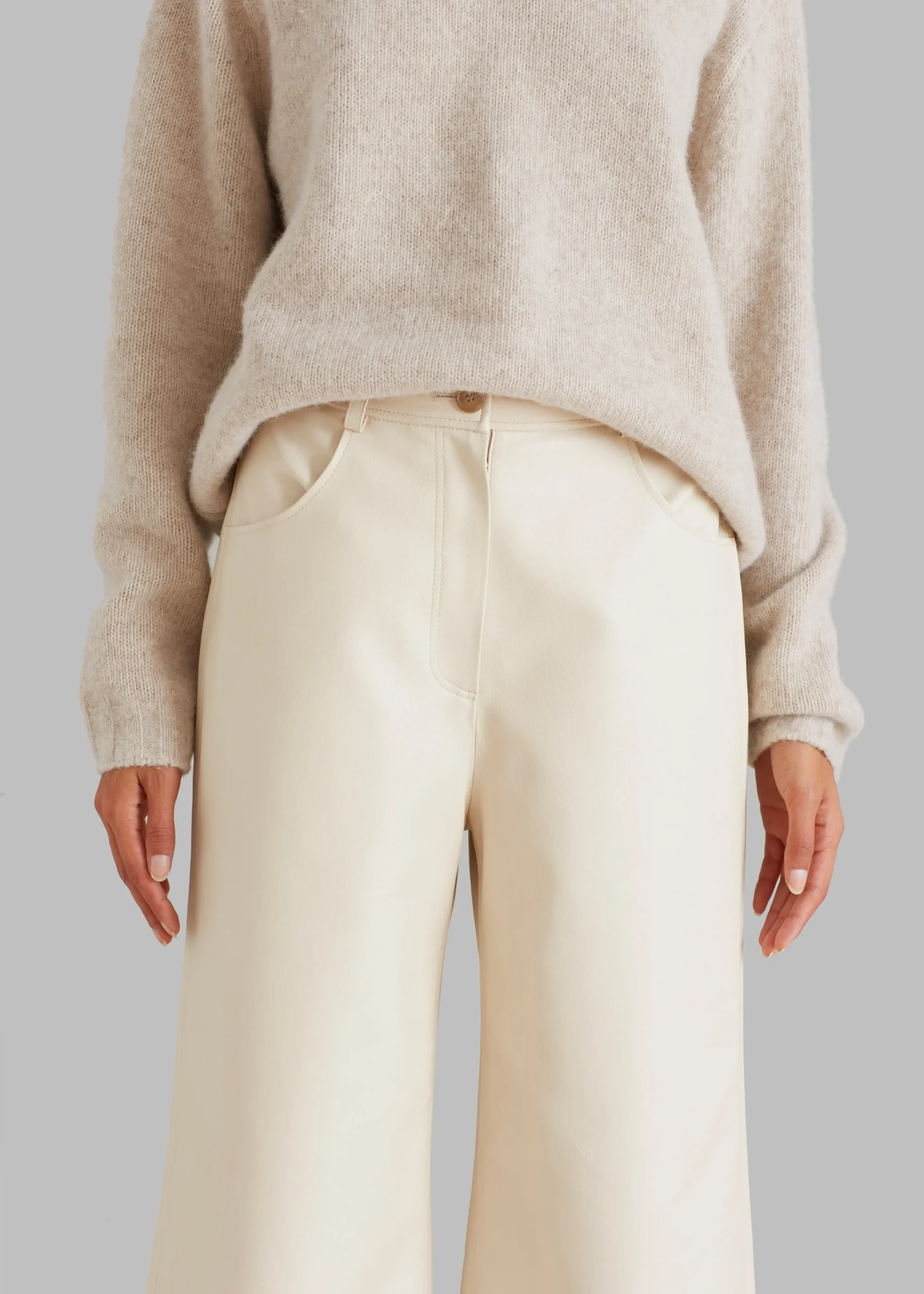 The Frankie Shop Kira Wide Pants Beige New