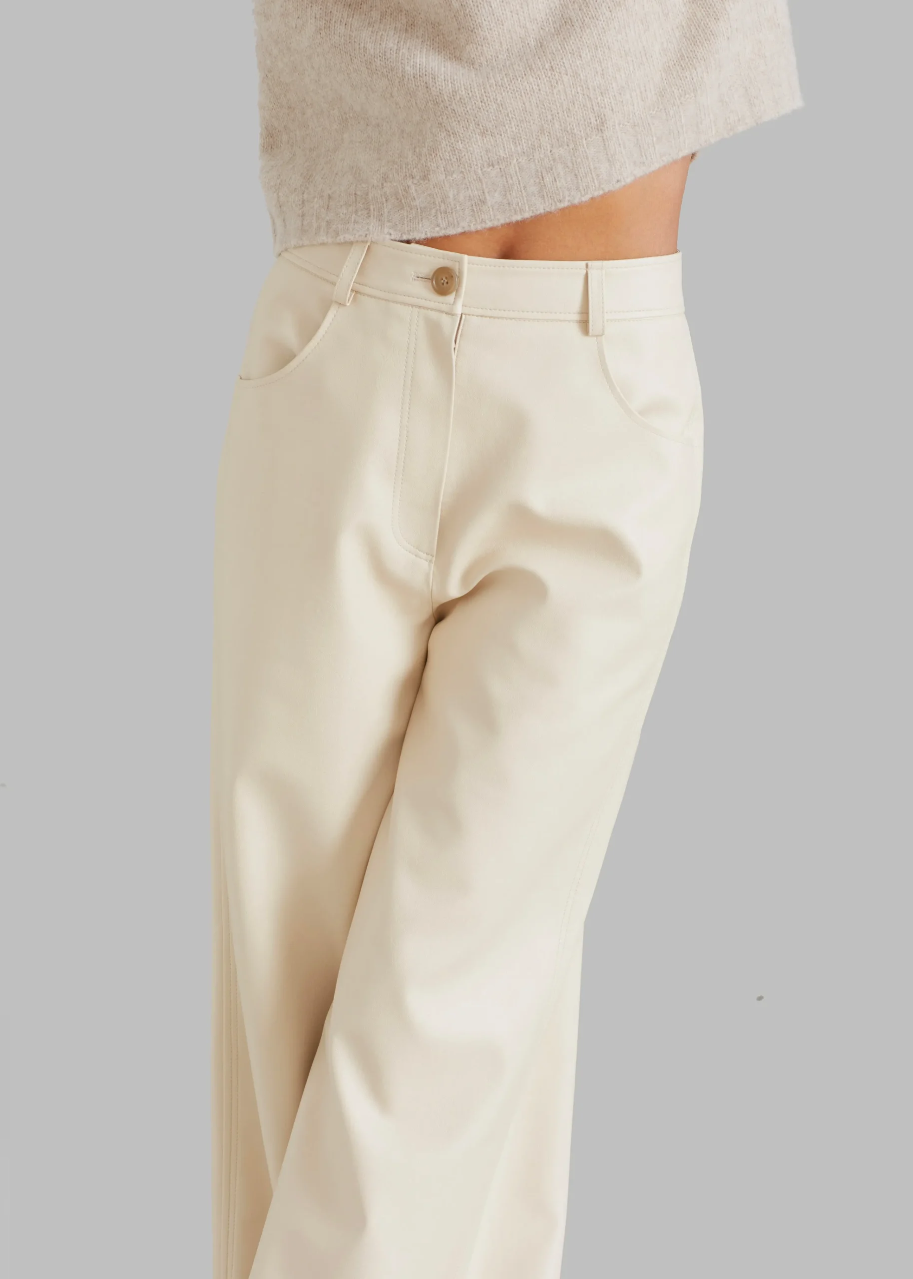 The Frankie Shop Kira Wide Pants Beige New