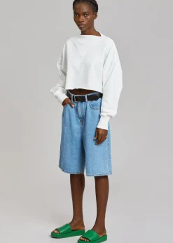 The Frankie Shop Kyra Denim Short Worn Wash Discount