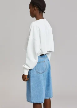 The Frankie Shop Kyra Denim Short Worn Wash Discount