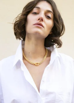 The Frankie Shop Laura Lombardi Presa Chain Necklace Gold New