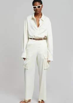 The Frankie Shop Lauren Silky Shirt Cream Online