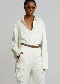 The Frankie Shop Lauren Silky Shirt Cream Online