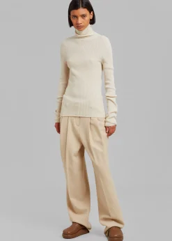The Frankie Shop Layton Boiled Wool Suit Pants Beige Online