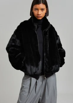 The Frankie Shop Lea Faux Fur Jacket Black Discount
