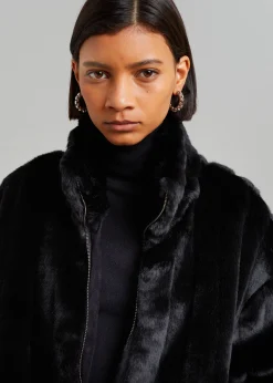 The Frankie Shop Lea Faux Fur Jacket Black Discount