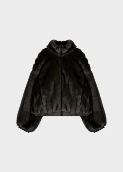 The Frankie Shop Lea Faux Fur Jacket Black Discount