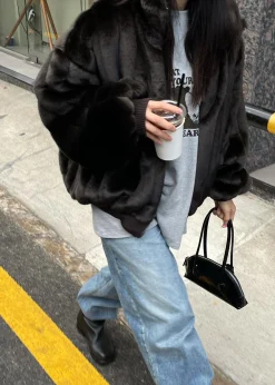 The Frankie Shop Lea Faux Fur Jacket Java Clearance