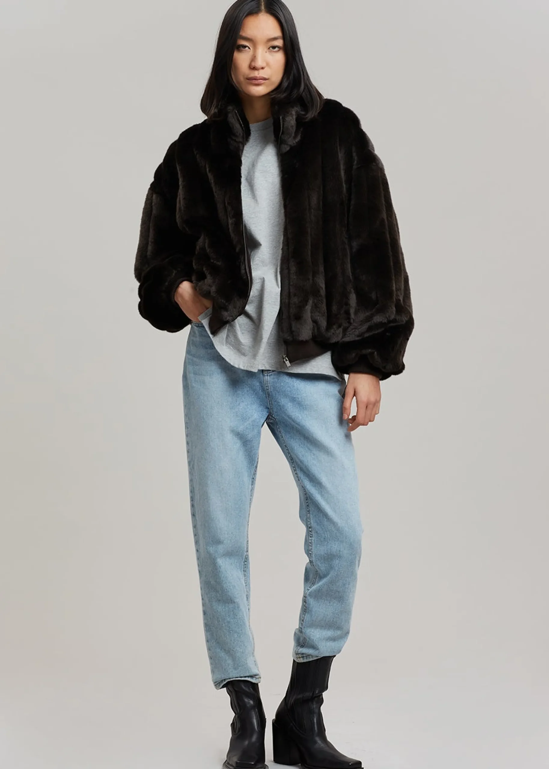 The Frankie Shop Lea Faux Fur Jacket Java Clearance