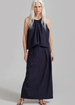 The Frankie Shop Leah Maxi Skirt Navy Hot