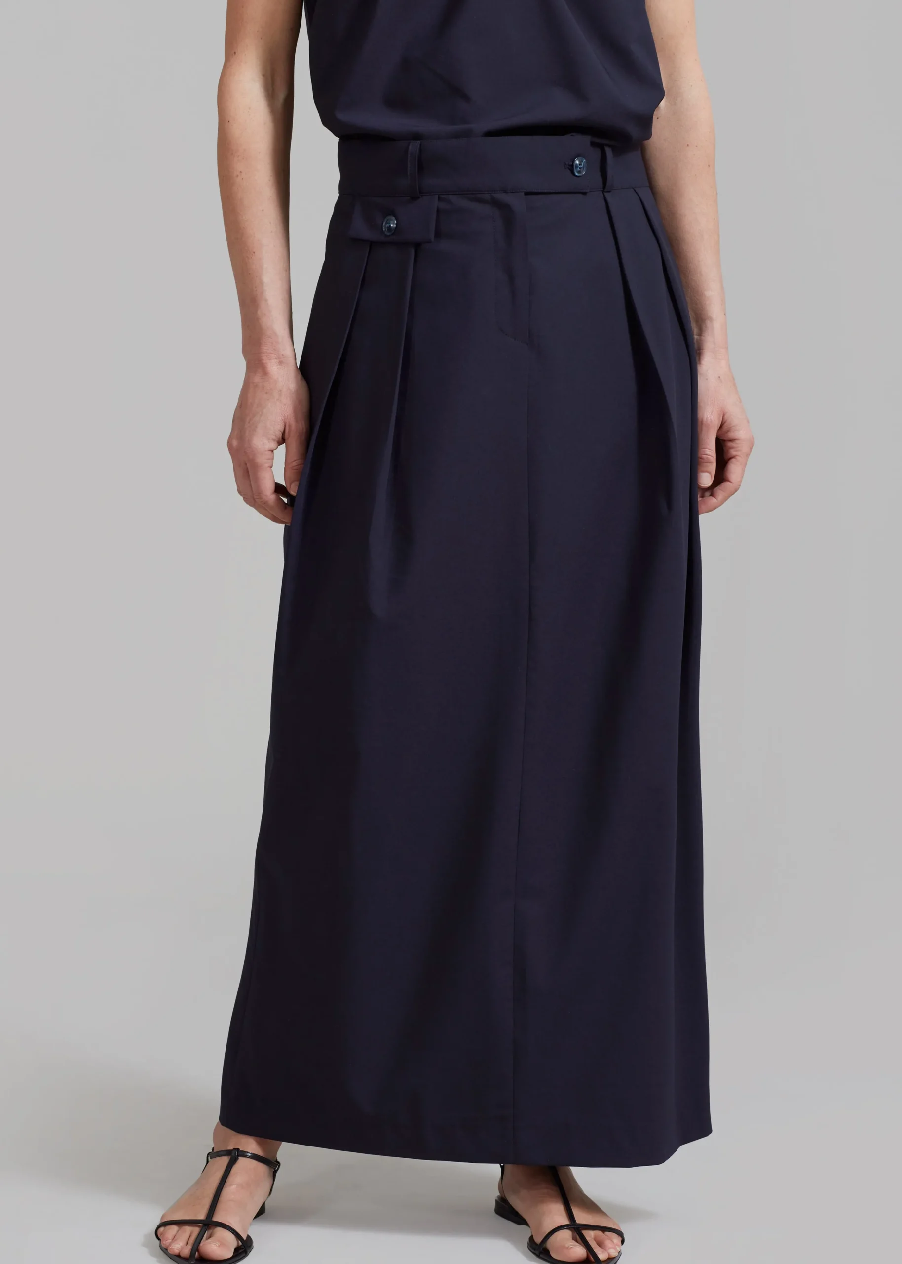 The Frankie Shop Leah Maxi Skirt Navy Hot