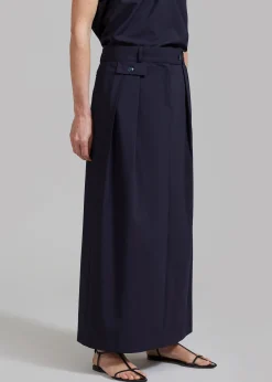 The Frankie Shop Leah Maxi Skirt Navy Hot