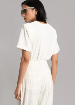 The Frankie Shop Lena Padded Shoulder Tee Cream