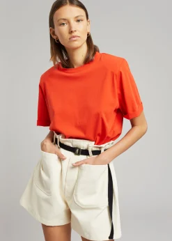 The Frankie Shop Lena Padded Shoulder Tee Red Online