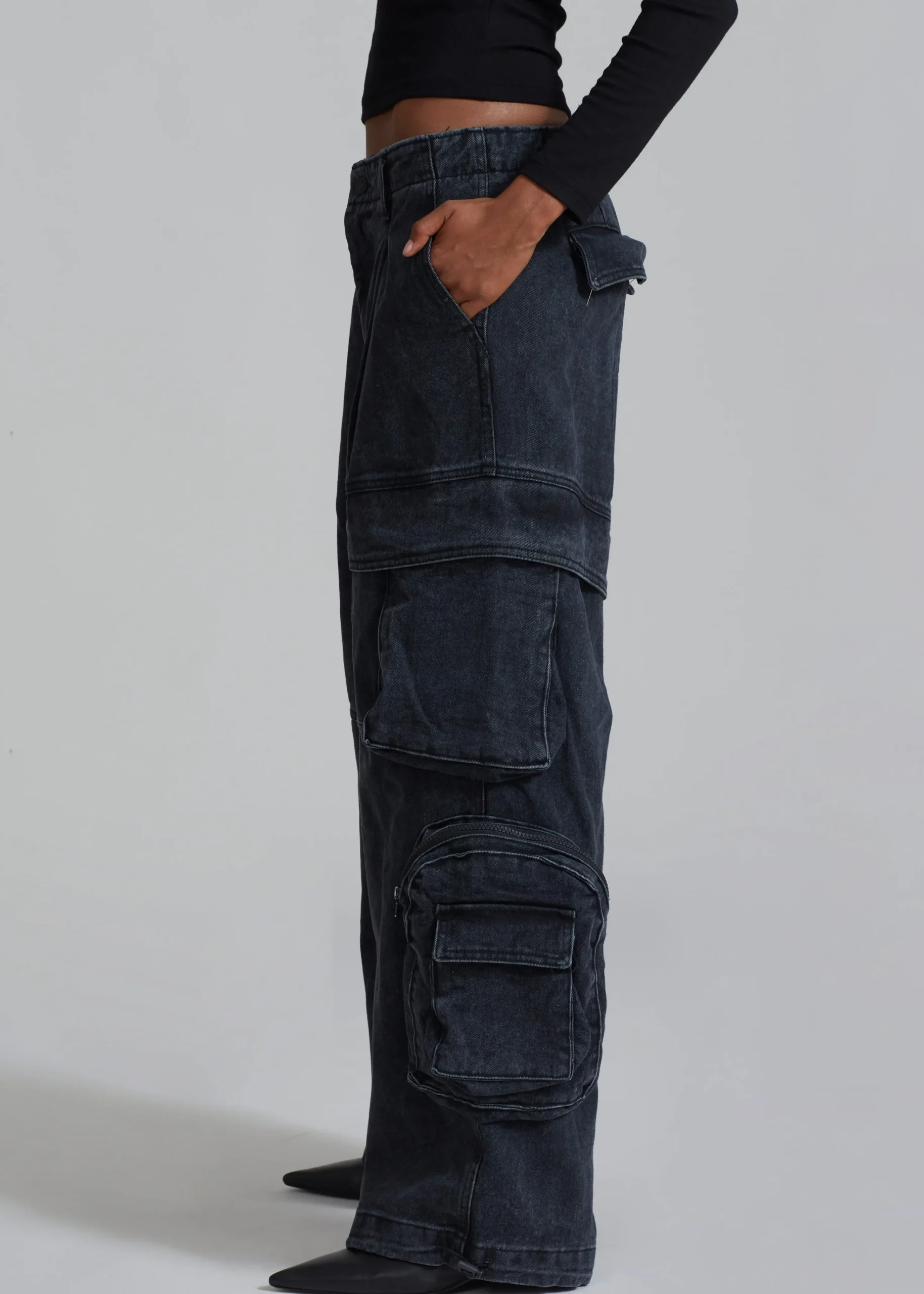 The Frankie Shop Lenny Cargo Jeans Black Washed Outlet
