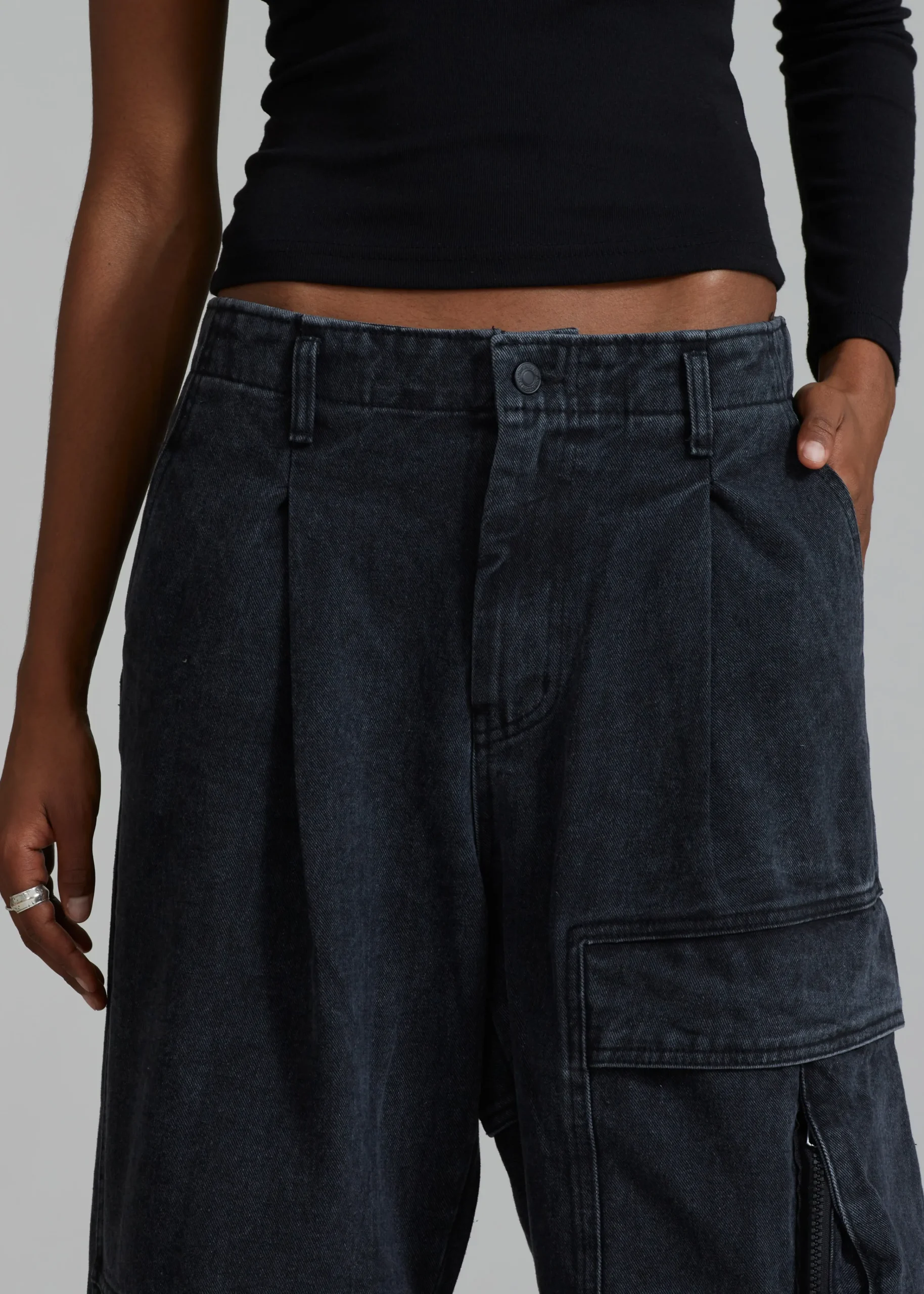 The Frankie Shop Lenny Cargo Jeans Black Washed Outlet
