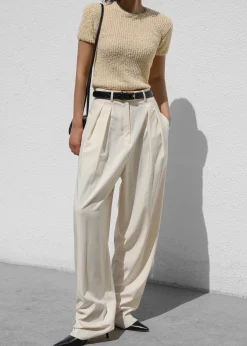 The Frankie Shop Lexie Knit Cropped Top Beige Best
