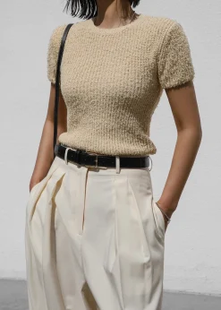 The Frankie Shop Lexie Knit Cropped Top Beige Best
